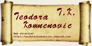 Teodora Komnenović vizit kartica